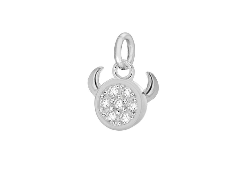 Sterling Silver Zirconia  9.5mm x 12.5mm Taurus Horoscop Pendant