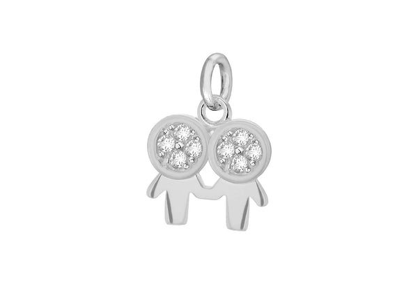 Sterling Silver Zirconia Gemini Horoscope Pendant