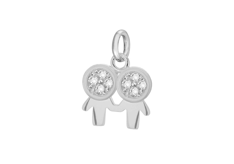 Sterling Silver Zirconia Gemini Horoscope Pendant