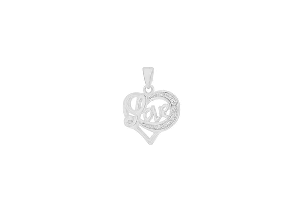 Sterling Silver 17mm x 22mm 'Love' Heart Stardust Pendant