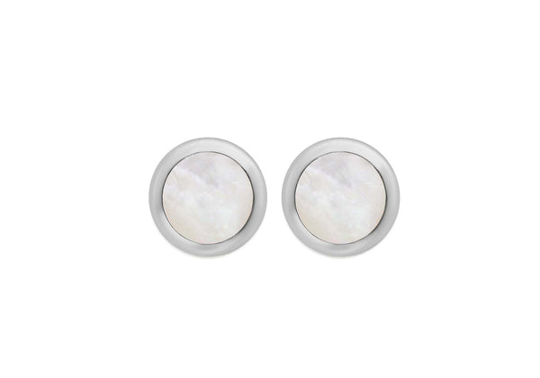 Sterling Silver Round Moonstone Cufflinks