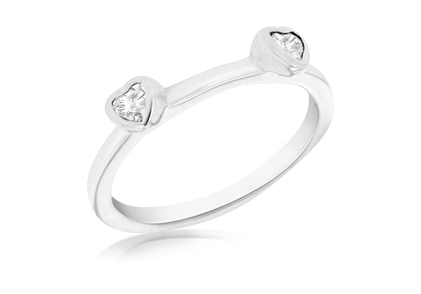 SILVER DBL W/Zirconia  HEART S Ring