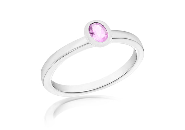 SILVER PINK Zirconia  OVAL S Ring