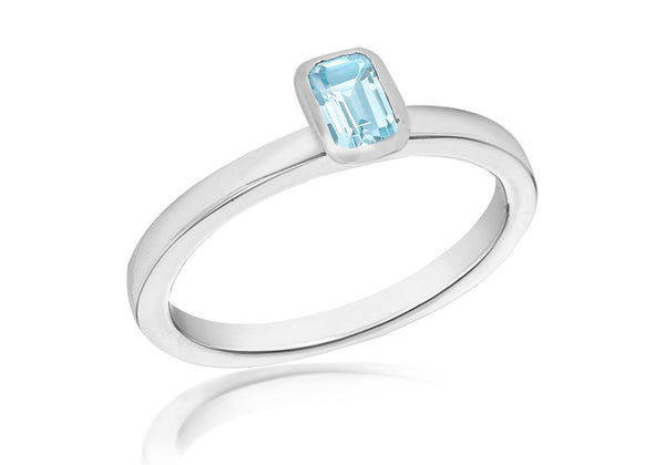 SILVER SYN BLUE Zirconia  RET S Ring