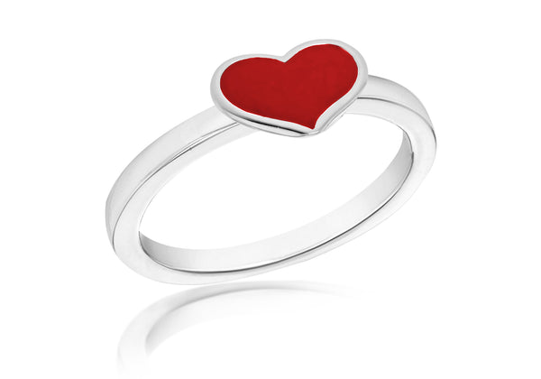 SILVER RED HEART S Ring