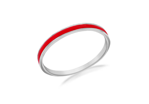 SILVER RED ENAMEL BAND S Ring