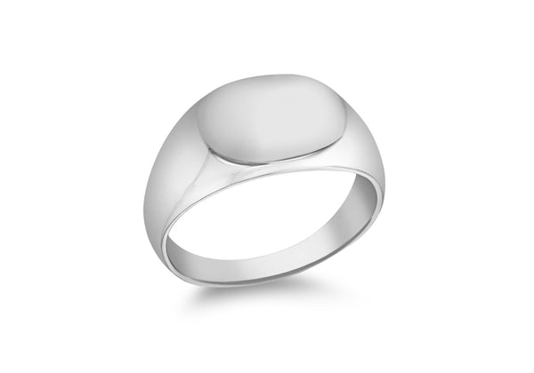 Sterling Silver Rhodium Plated 9.5mm x 11.5mm Oval Signet Ring