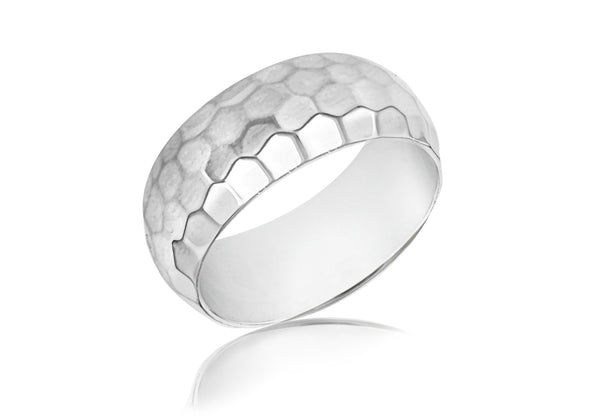 SILVER POL 9MM HAMMERED Ring