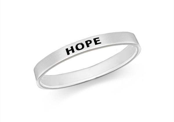 Sterling Silver 'Hope' Message Band Ring