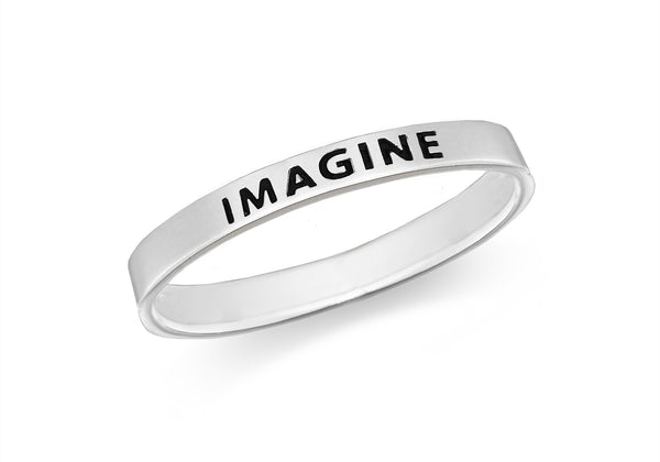 Sterling Silver 'Imagine' Message Band Ring