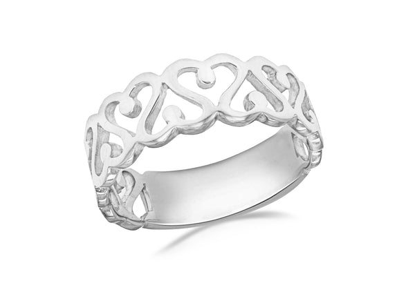 SILVER SWIRL HEART CutOCut Ring