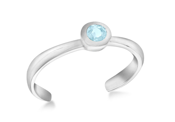 Sterling Silver Blue Cubic Zirconium Set Toe Ring