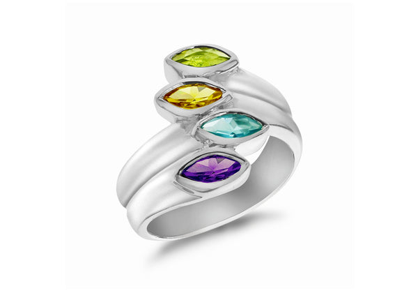 SILVER 4NAVET STONE Ring