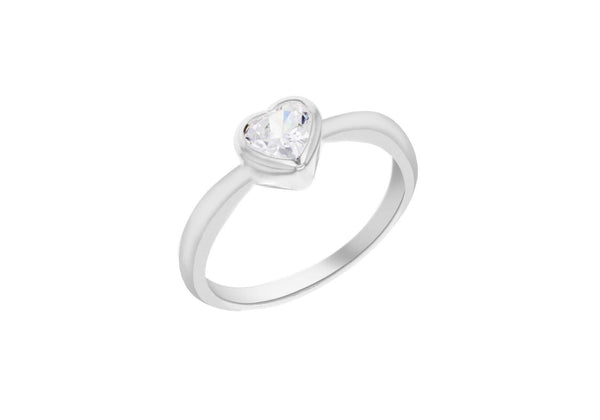 Sterling Silver White Heart Zirconia Ring