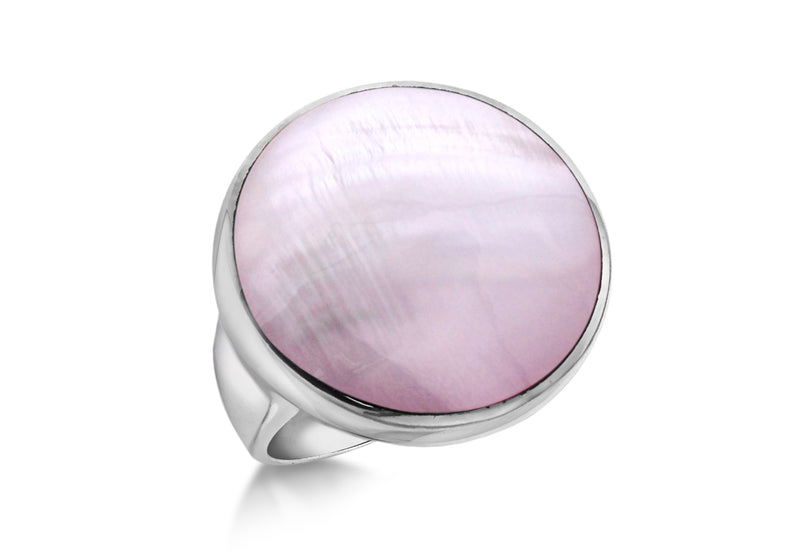 Sterling Silver Round Pink Stone Set Ring