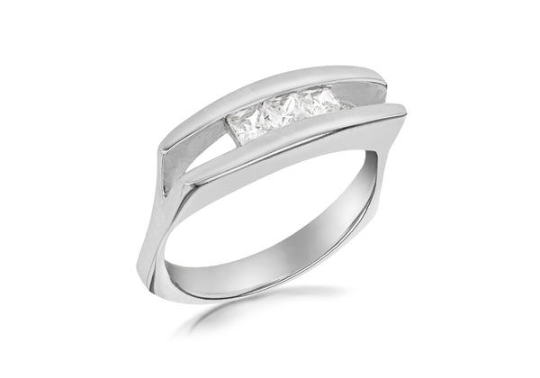 SILVER 3XSQ Zirconia  SPLIT TOP Ring