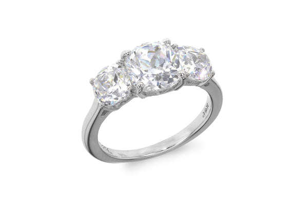 Sterling Silver Zirconia  Trilogy Ring