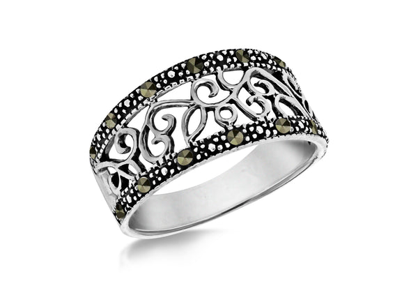 SILVER MARASITE FILIGREE Ring