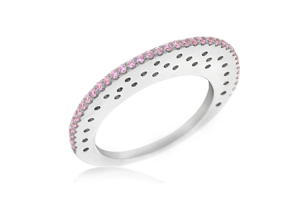 SILVER PINK Zirconia  FLAT Disc Ring