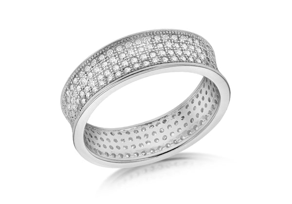 SILVER RHOD Zirconia  4ROW ETERN Ring