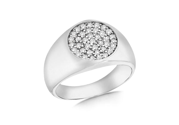 Sterling Silver Rhodium Plated Zirconia  Pave Set Disc Ring