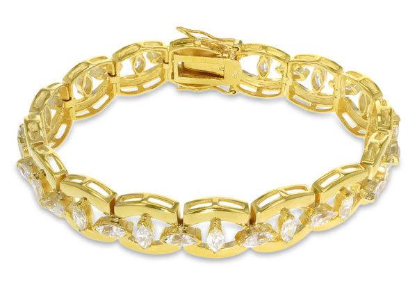 Gold Plated Sterling Silver Fancy Zirconia Bracelet