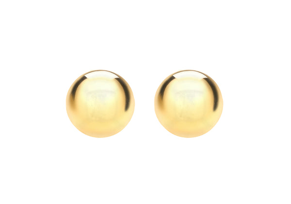 Sterling Silver Yellow Gold Plated 10mm Ball Stud Earrings