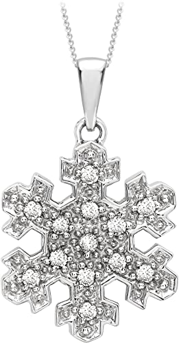 9ct White Gold 0.17ct Diamond Snowflake Pendant