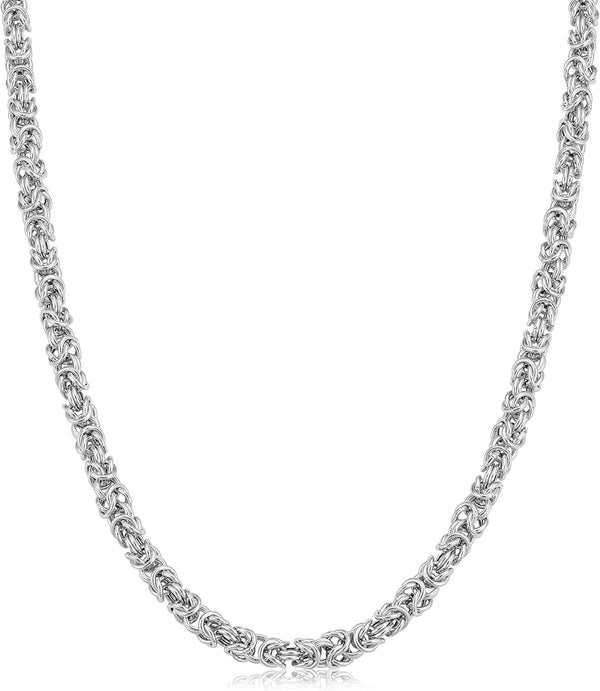 Sterling Silver Graduated Round Byzantine Chain Necklace