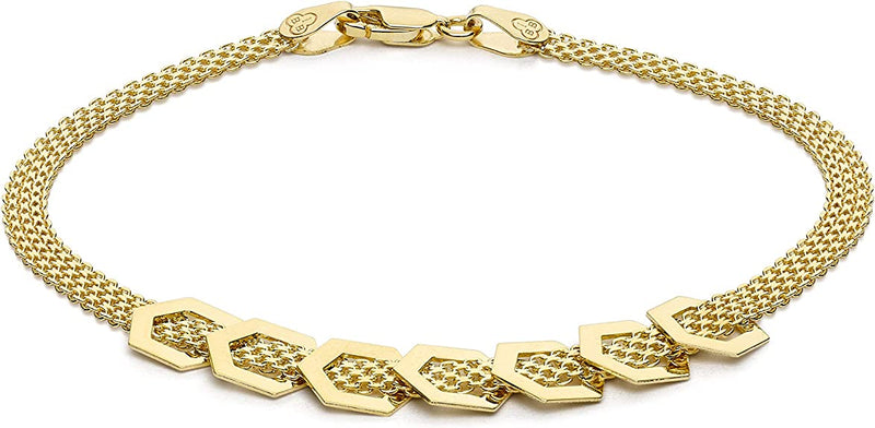 9ct Yellow Gold Lucky Seven Hexad Bismark Bracelet