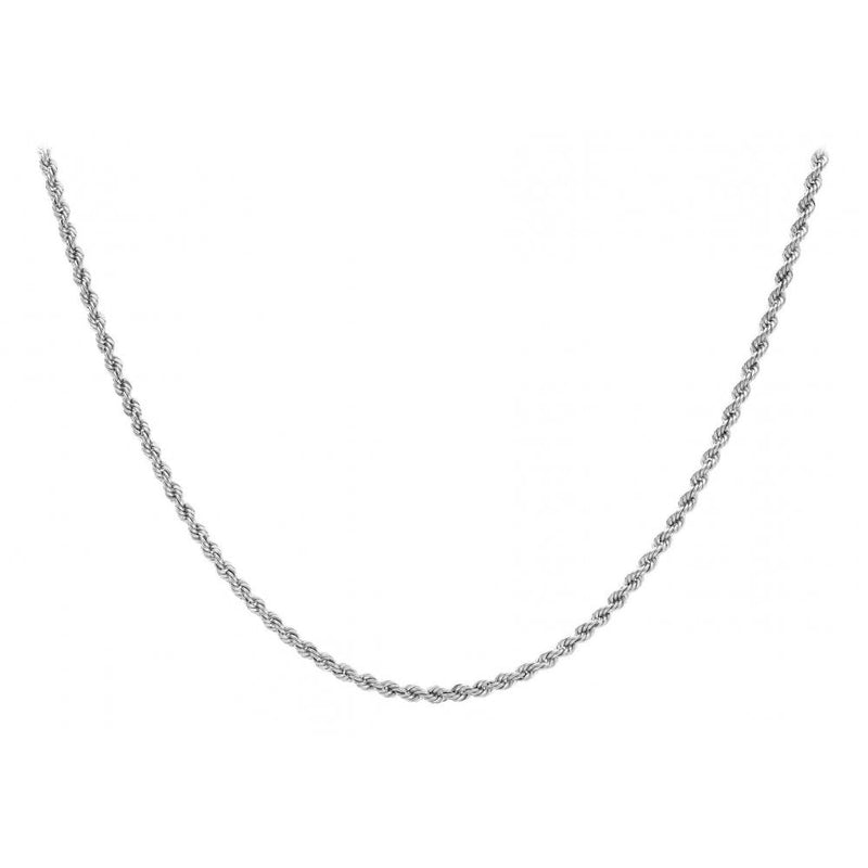 9ct White Gold 30 Diamond Cut Rope Chain