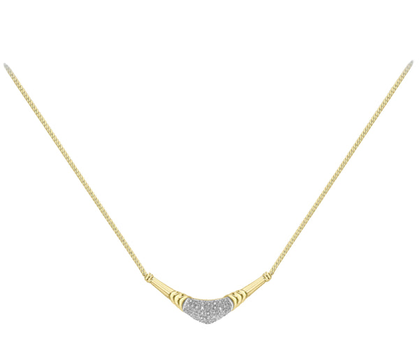 9ct Yellow Gold 0.18ct Pave Set Diamond Necklet