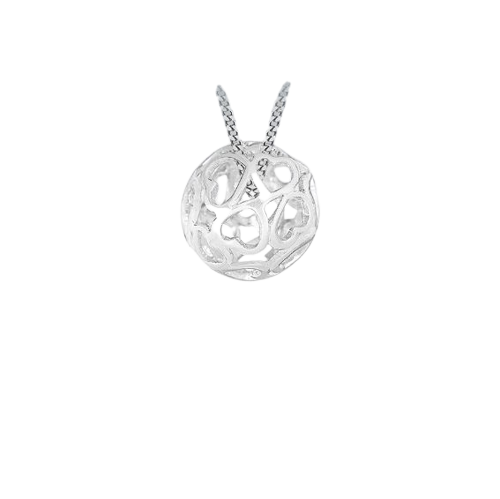 Sterling Silver Ball of Hearts Slider Pendant