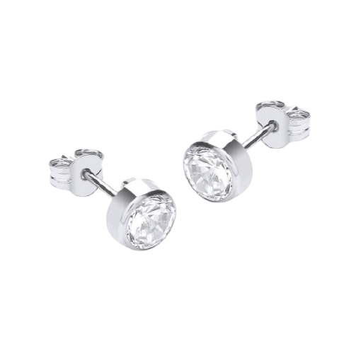 9ct White Gold 5mm Round Zirconia Stud Earrings