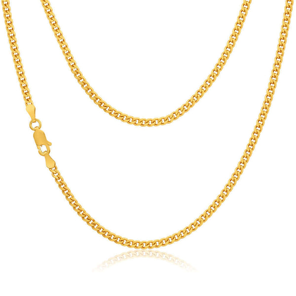 9ct Yellow Gold 80 Diamond Cut Textured Curb Chain