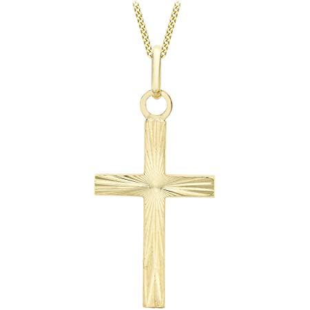 9ct Yellow Gold Diamond Cut Cross Pendant