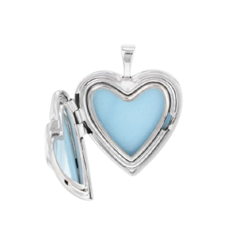 Sterling Silver Etched Footprints Heart Locket