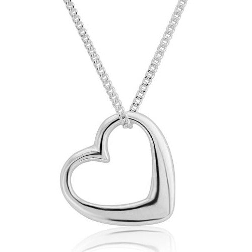 Sterling Silver 10mm Open-Heart Pendant