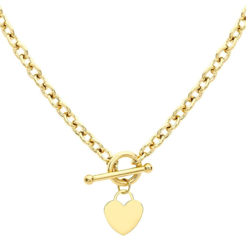 9ct Yellow Gold Heart Tag T-Bar Oval Belcher Chain – Harper Kendall