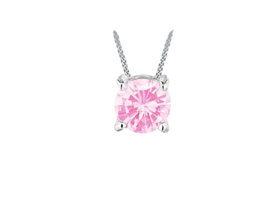 Sterling Silver Pink Round Zirconia Silder Pendant