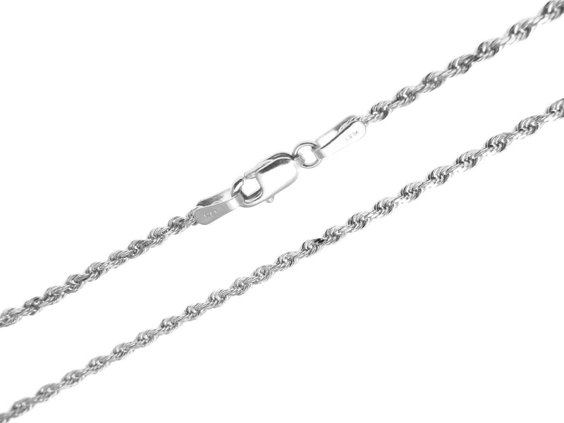 9ct White Gold 30 Diamond Cut Rope Chain