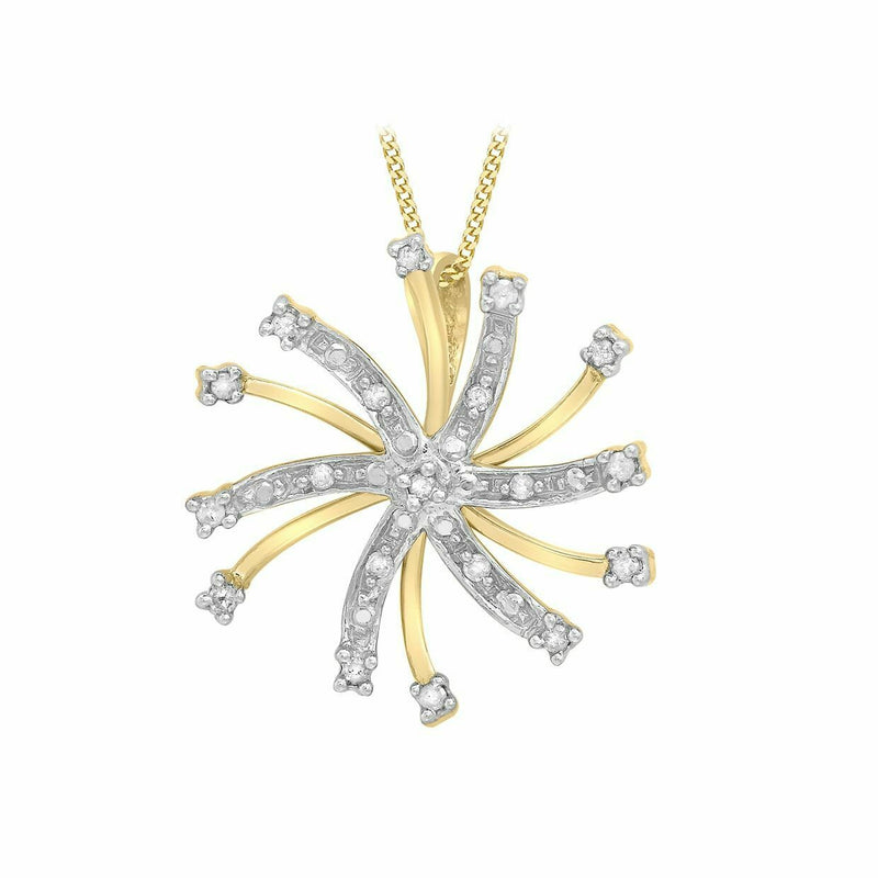 9ct Yellow Gold 0.10ct Diamond Snowflake Pendant