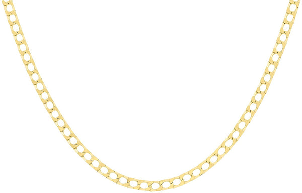 9ct Yellow Gold 140 Diamond Cut Flat Square Curb Chain